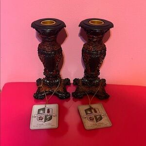 Baroque Resin Candle Holders NWT